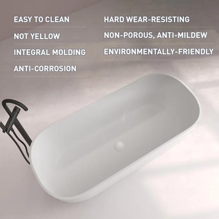 Staykiwi 67'' x 29'' Freestanding Soaking Plastic / Acrylic Bathtub JJCS04BT-67