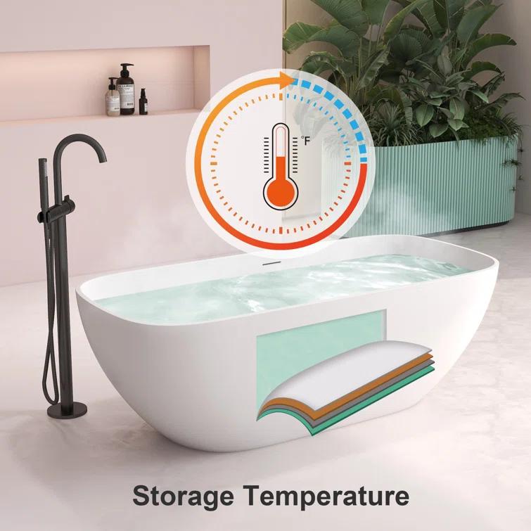 Staykiwi 67'' x 29'' Freestanding Soaking Plastic / Acrylic Bathtub JJCS04BT-67