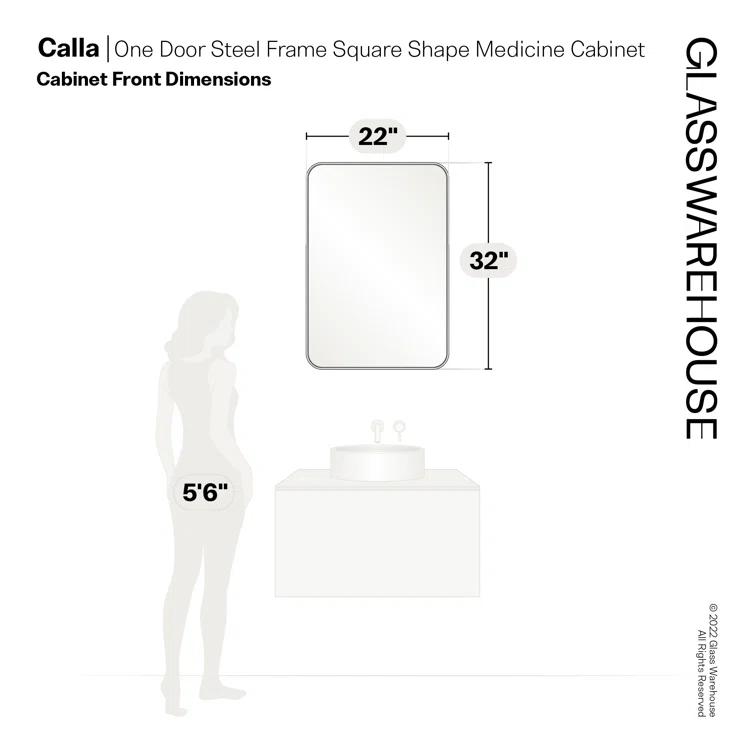 Stainless Steel Recessed Framed Single Door Medicine Cabinet with Adjustable Shelves