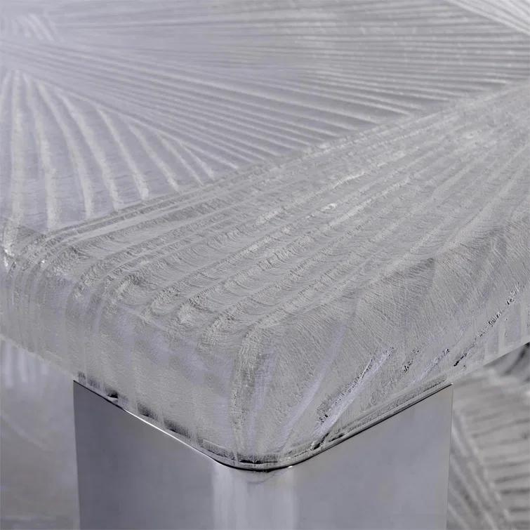 Silver Square Metal and Acrylic Transitional Cocktail Table