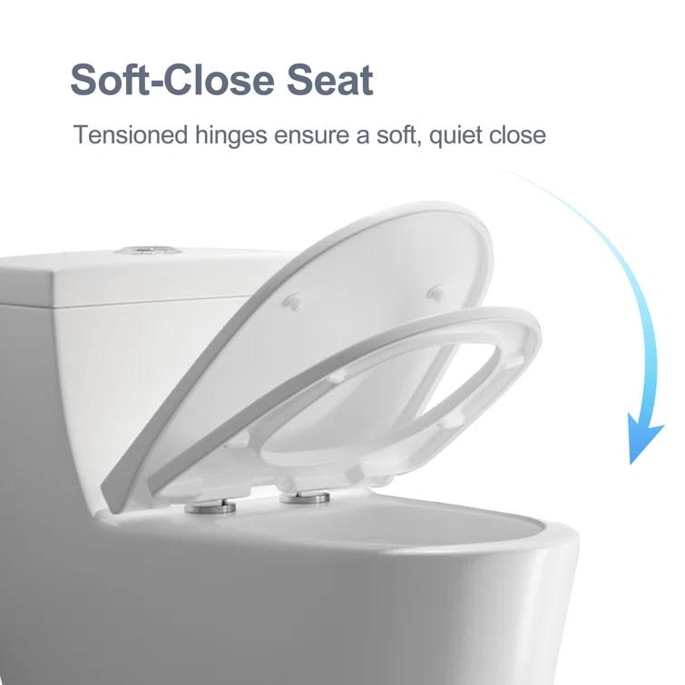 Greta Tornado Powerful Flush One-Piece Toilet, 1.28 GPF Elongated Floor Mounted