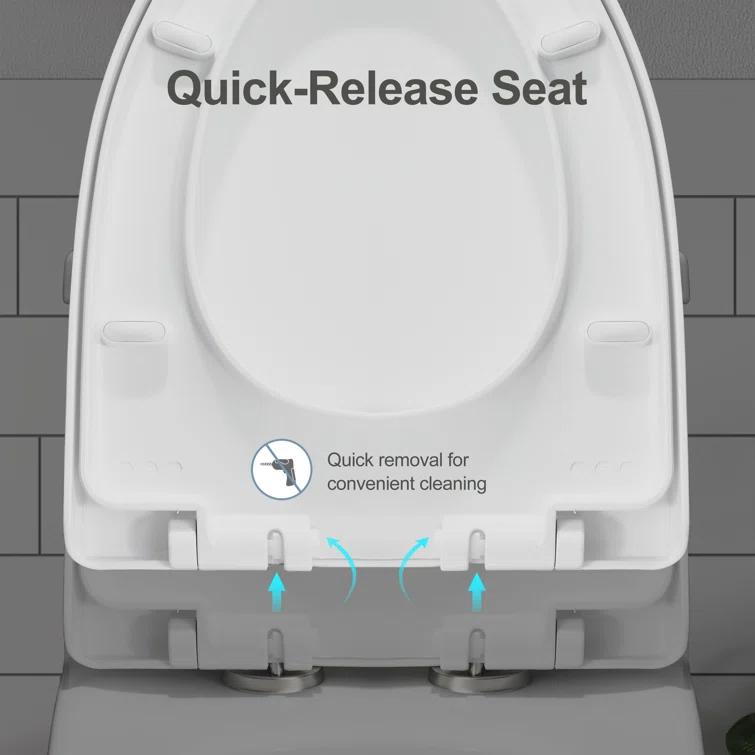 Greta Tornado Powerful Flush One-Piece Toilet, 1.28 GPF Elongated Floor Mounted