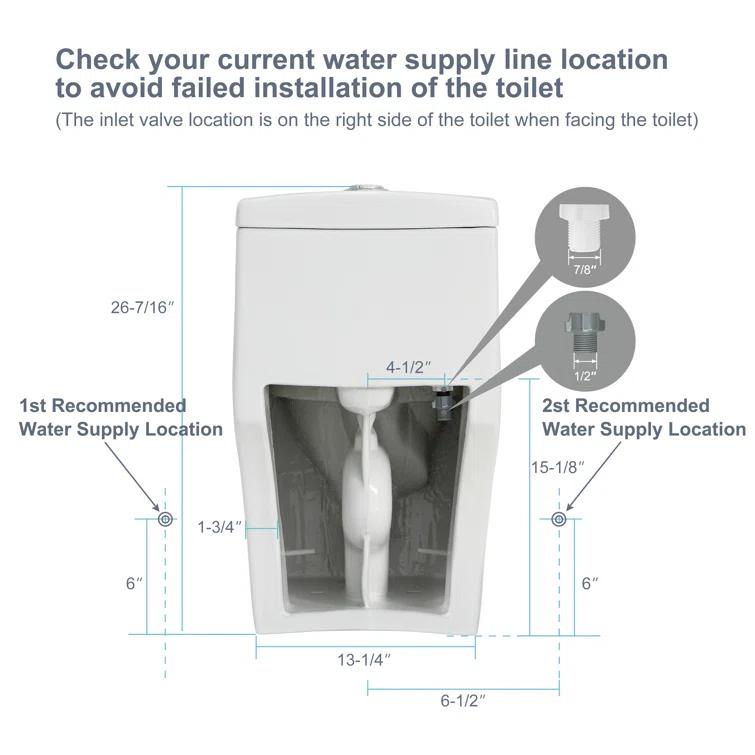 Greta Tornado Powerful Flush One-Piece Toilet, 1.28 GPF Elongated Floor Mounted