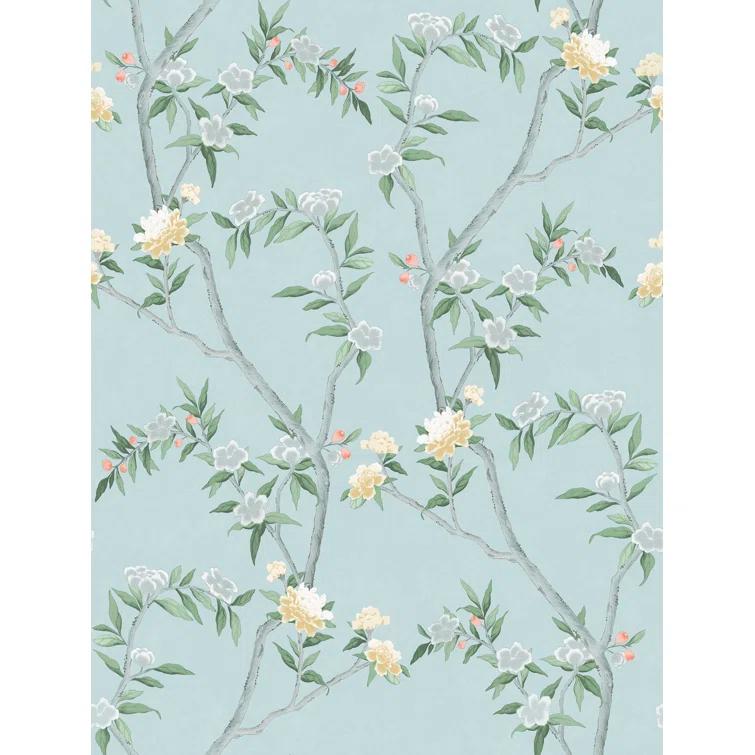 Spring Blossom Chinoiserie Floral Vine 33' L x 21" W Wallpaper Roll