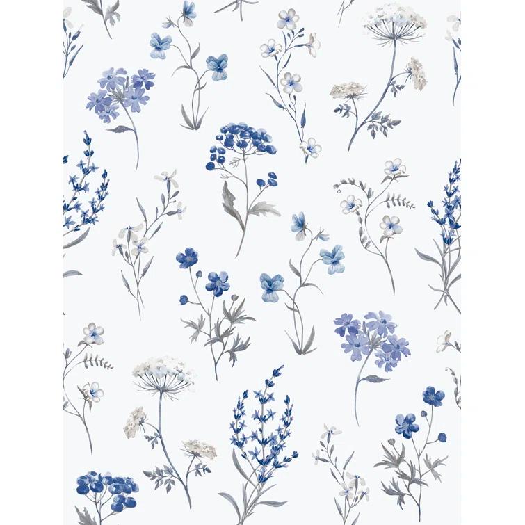 Spring Blossom Botanical Floral Mix 33' L x 21" W Wallpaper Roll