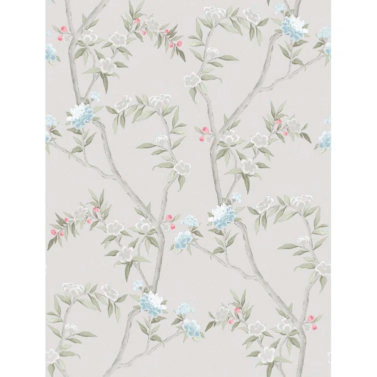 Spring Blossom Chinoiserie Floral Vine 33' L x 21" W Wallpaper Roll