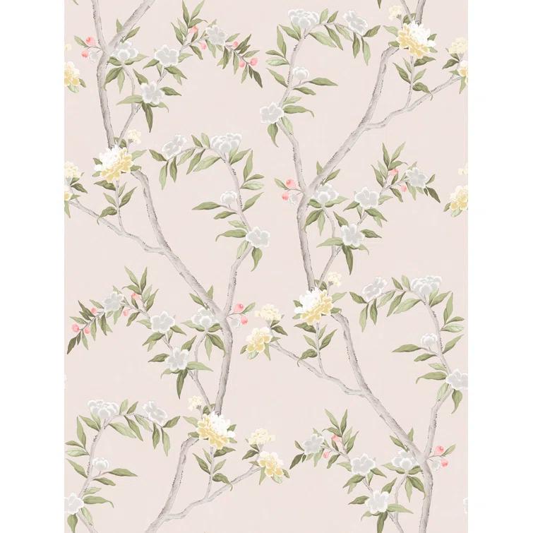 Spring Blossom Chinoiserie Floral Vine 33' L x 21" W Wallpaper Roll