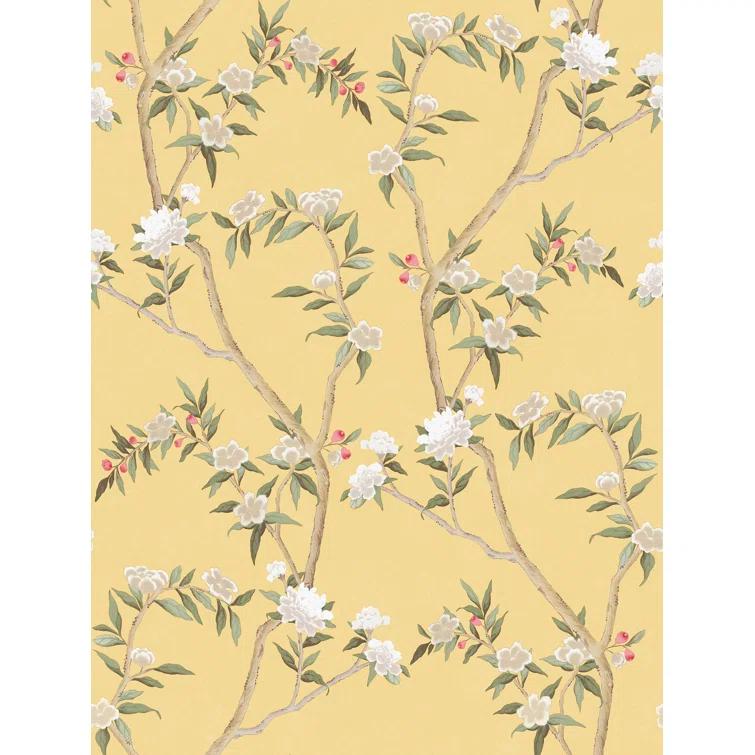 Spring Blossom Chinoiserie Floral Vine 33' L x 21" W Wallpaper Roll
