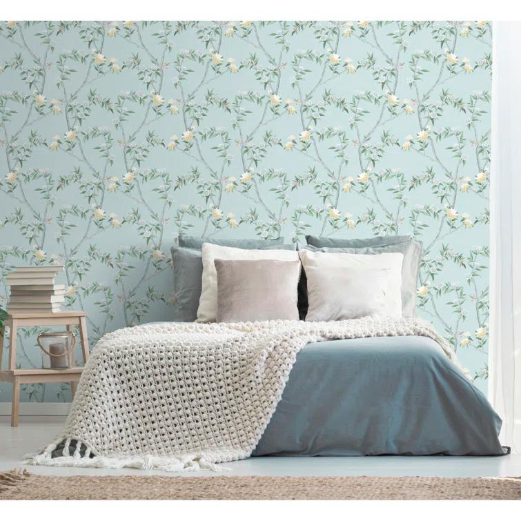 Spring Blossom Chinoiserie Floral Vine 33' L x 21" W Wallpaper Roll