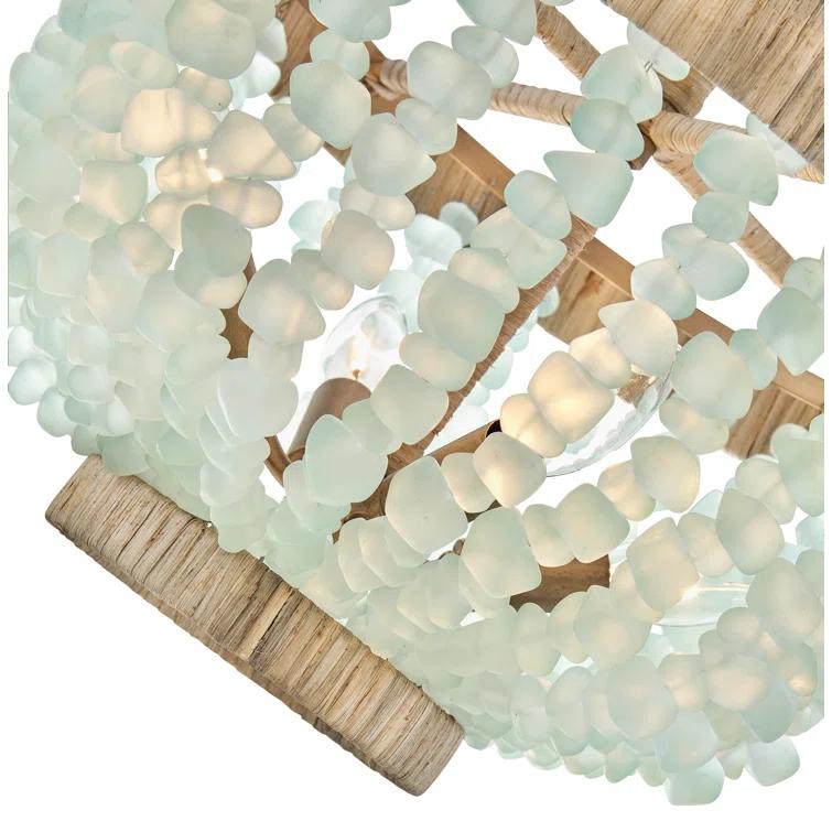Dune Four-Light Hand-Strung Sea Glass Semi-Flush Mount Ceiling Light