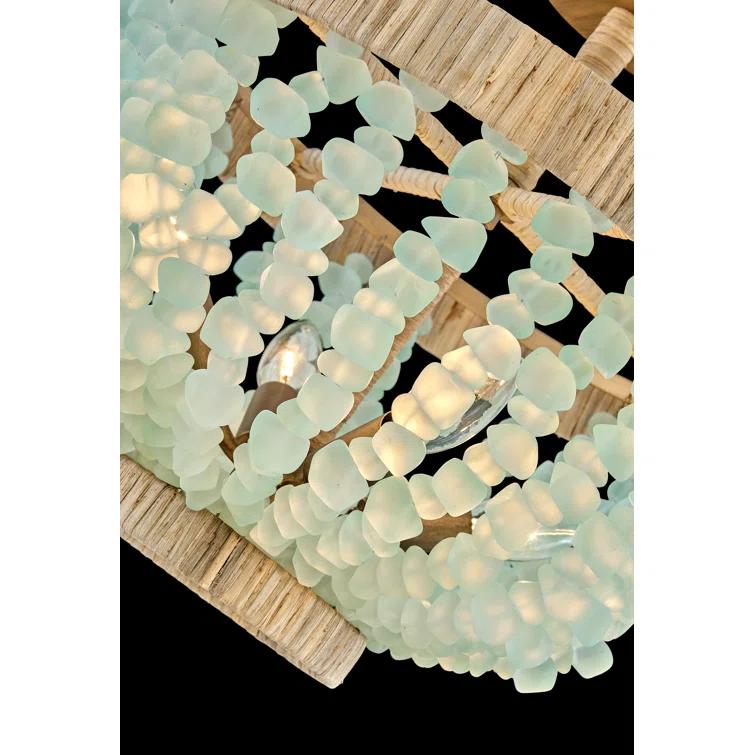 Dune Four-Light Hand-Strung Sea Glass Semi-Flush Mount Ceiling Light