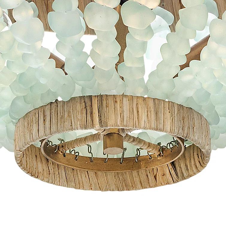 Dune Four-Light Hand-Strung Sea Glass Semi-Flush Mount Ceiling Light