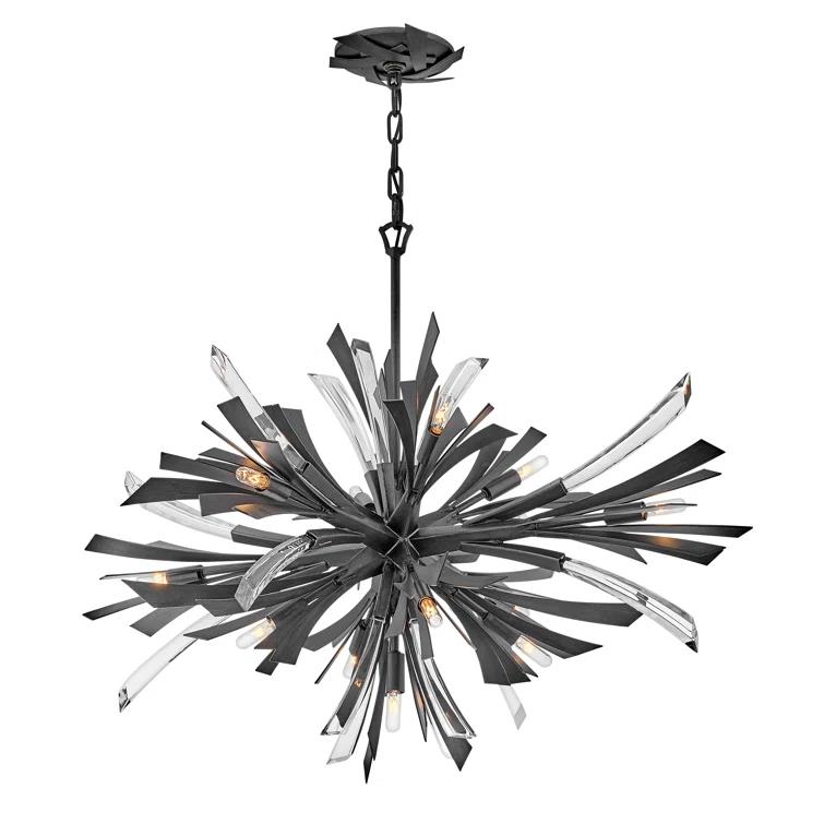Fredrick Ramond Vida 36" Thirteen-Light Modern Horizontal Hanging Chandelier w/ Crystal Accents