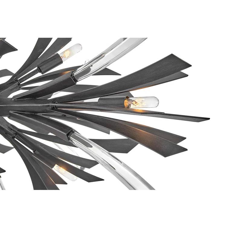 Fredrick Ramond Vida 36" Thirteen-Light Modern Horizontal Hanging Chandelier w/ Crystal Accents