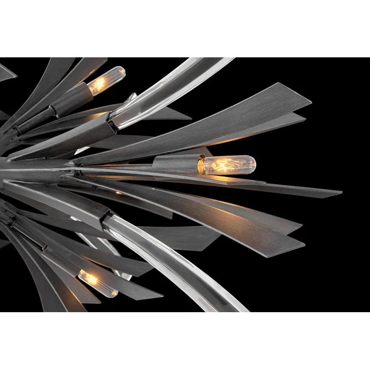 Fredrick Ramond Vida 36" Thirteen-Light Modern Horizontal Hanging Chandelier w/ Crystal Accents