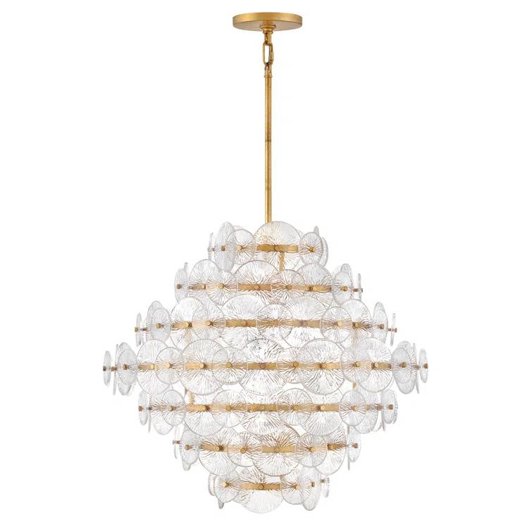 Rene 16-Light 29.5" Multi-Tier Chandelier w/ Textured Glass Discs