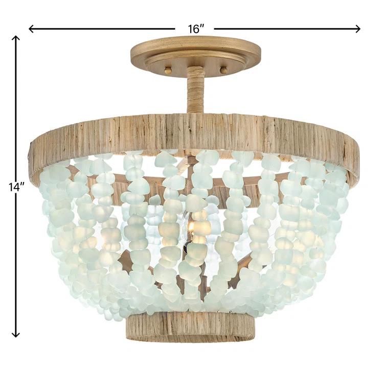 Dune Four-Light Hand-Strung Sea Glass Semi-Flush Mount Ceiling Light
