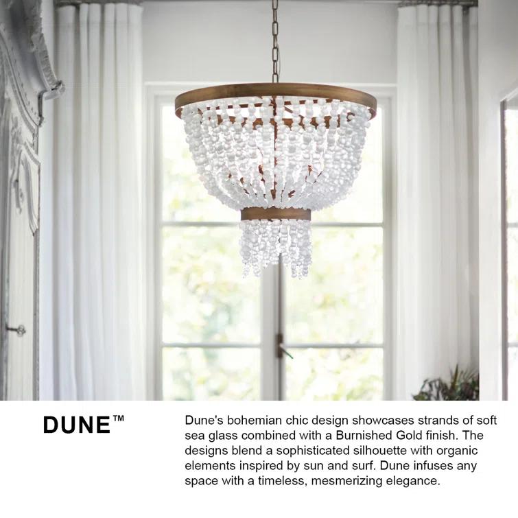 Dune Four-Light Hand-Strung Sea Glass Semi-Flush Mount Ceiling Light