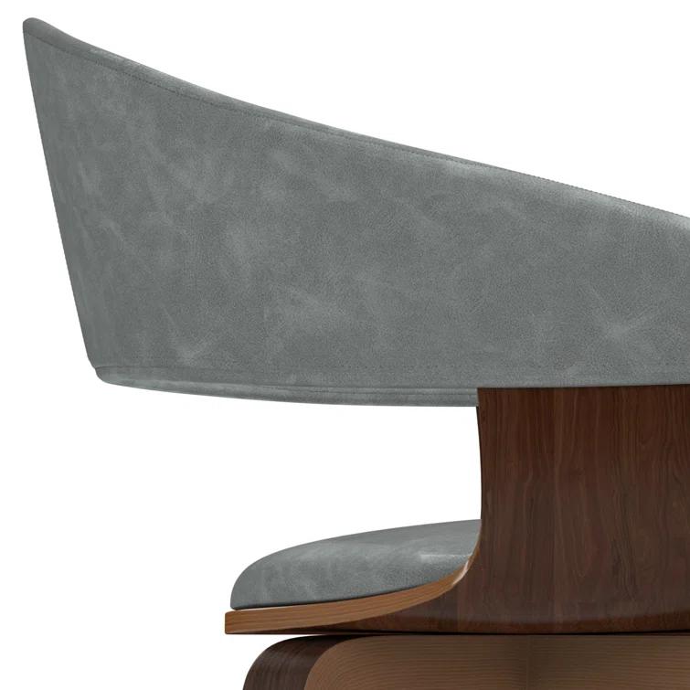 Simpli Home Lowell Bentwood Upholstered Dining Chair with Curved Backrest in Mid-Century Modern Style