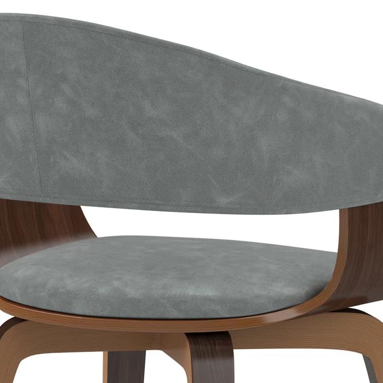 Simpli Home Lowell Bentwood Upholstered Dining Chair with Curved Backrest in Mid-Century Modern Style