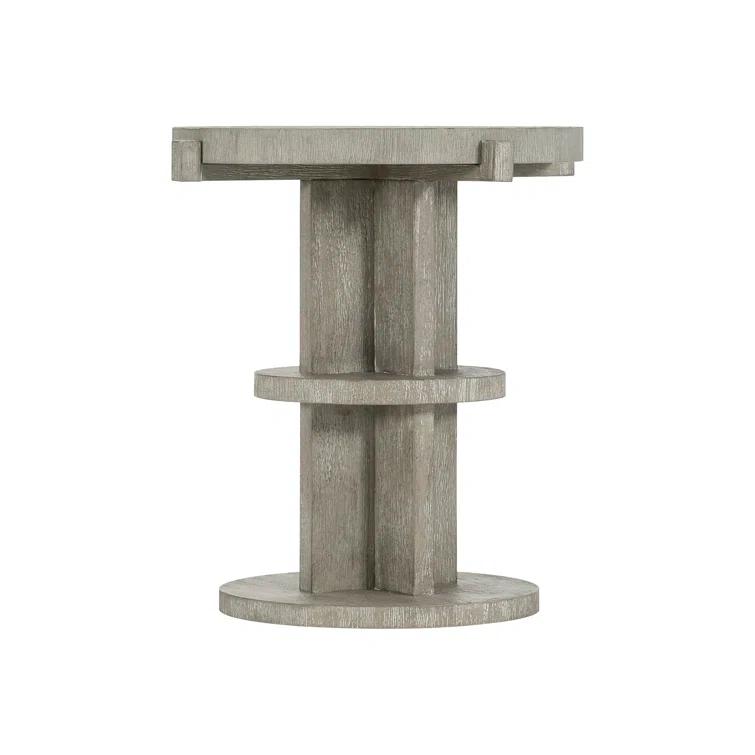 Light Shale Round Wooden Transitional End Table