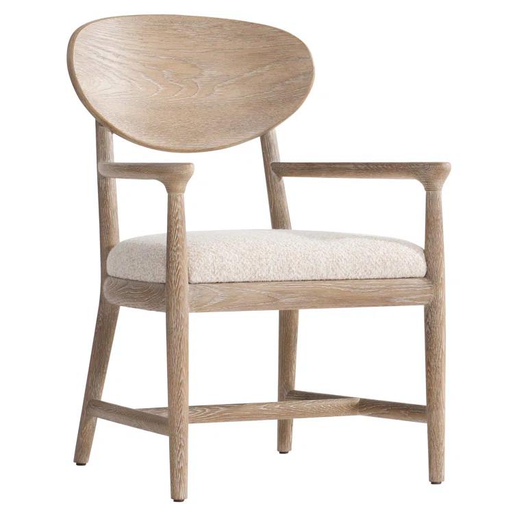 Marcona Finish Handcrafted Wood Arm Chair with Upholstered Seat