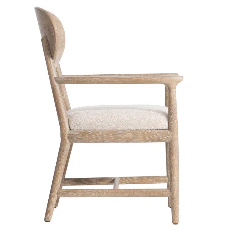 Marcona Finish Handcrafted Wood Arm Chair with Upholstered Seat