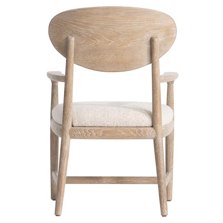 Marcona Finish Handcrafted Wood Arm Chair with Upholstered Seat