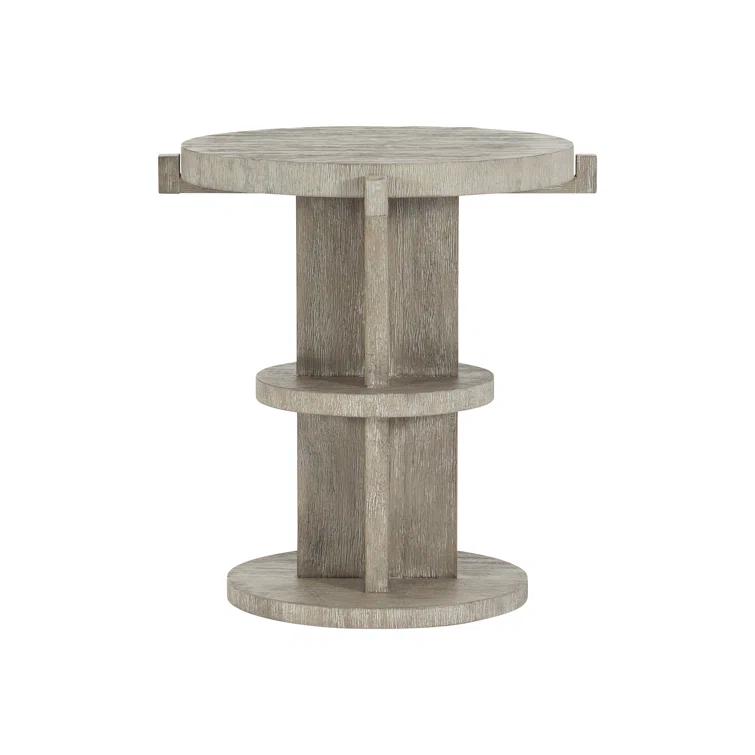 Light Shale Round Wooden Transitional End Table