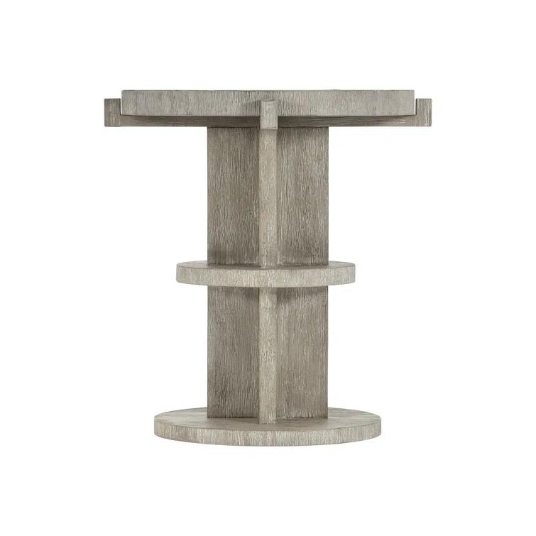 Light Shale Round Wooden Transitional End Table