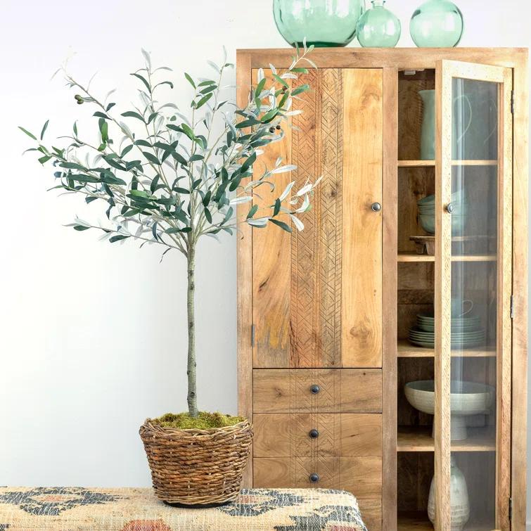 Park Hill Collection 52'' Faux Olive Tree Tree in Pot