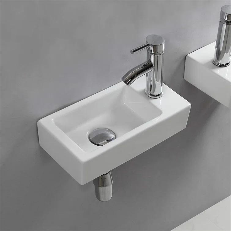 BTERAZ B07XP1R7ZZ BTERAZ 7.3'' White Ceramic Rectangular Bathroom Sink