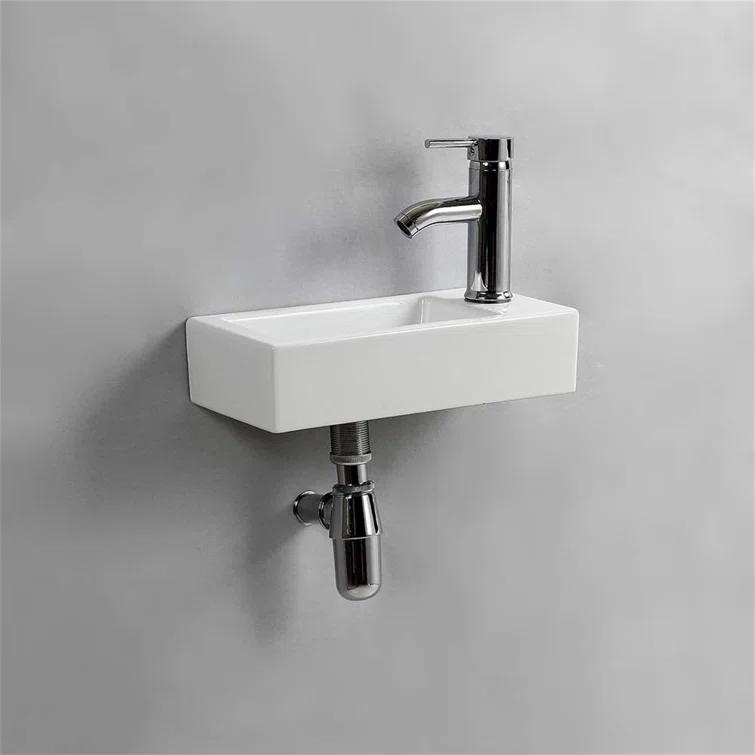 BTERAZ B07XP1R7ZZ BTERAZ 7.3'' White Ceramic Rectangular Bathroom Sink