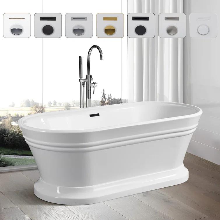 Athena 67" x 31" Freestanding Soaking Acrylic Bathtub