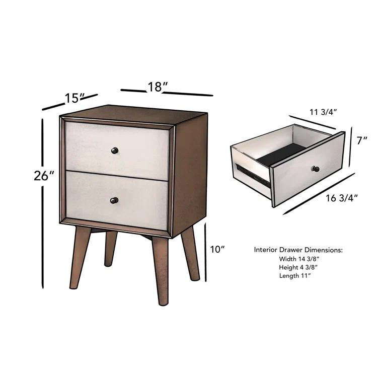 Williams 2 - Drawer Nightstand in Acorn/White