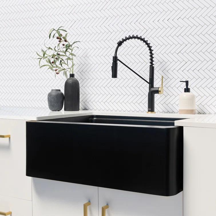 STYLISH S-830WN Pietra STYLISH 30 inch Undermount Workstation Single Bowl Composite Granite Apron Kitchen Sink