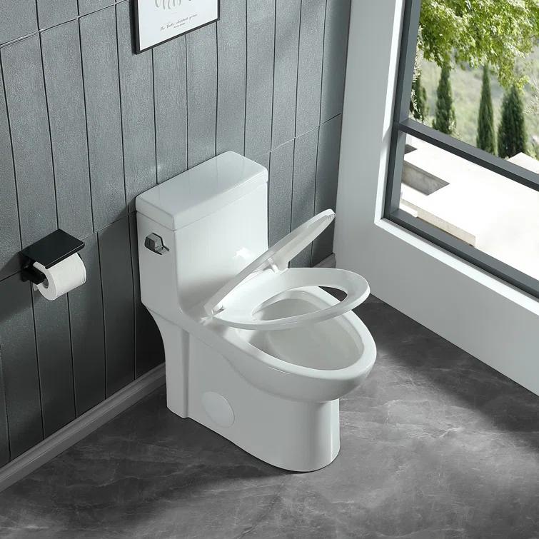 ABRUZZO 1.28 GPF Elongated Comfort Height One-Piece Toilet Floor Mounted (Seat Included), White