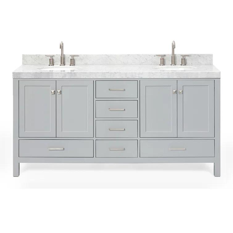 Cambridge 72'' Double Bathroom Vanity with Carrara Marble Top