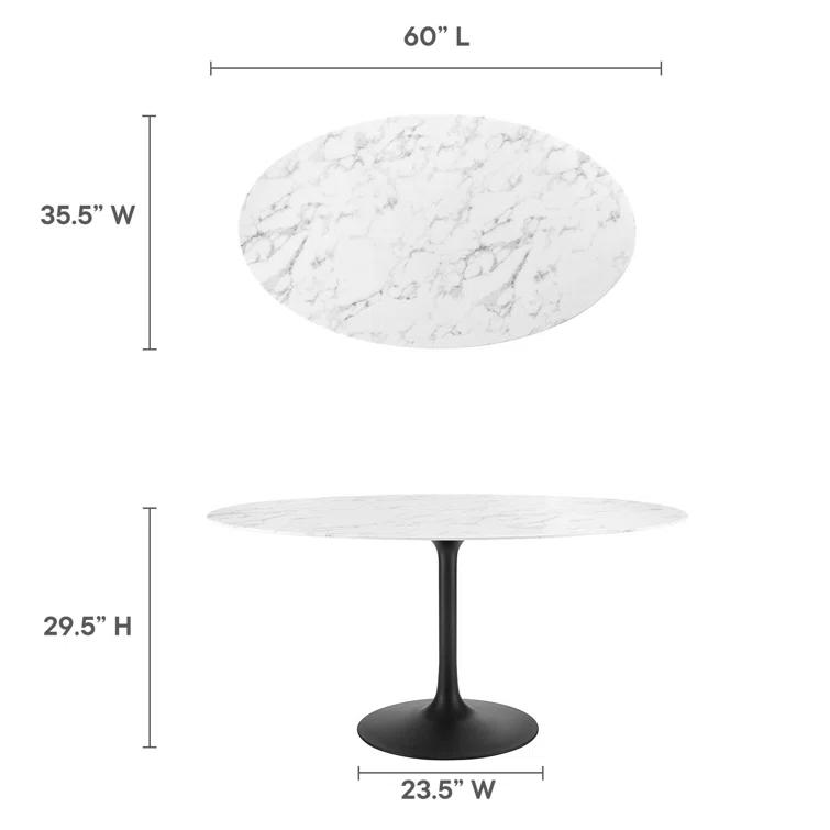 Modway Modway Lippa Oval Artificial Marble Dining Table