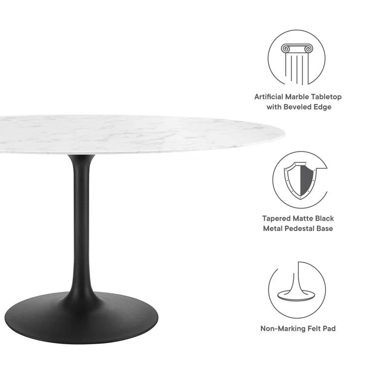 Modway Modway Lippa Oval Artificial Marble Dining Table