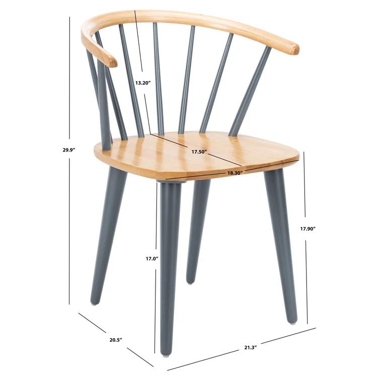 SAFAVIEH Blanchard Mid-Century Curved Spindle Side Chair, Natural/Grey
