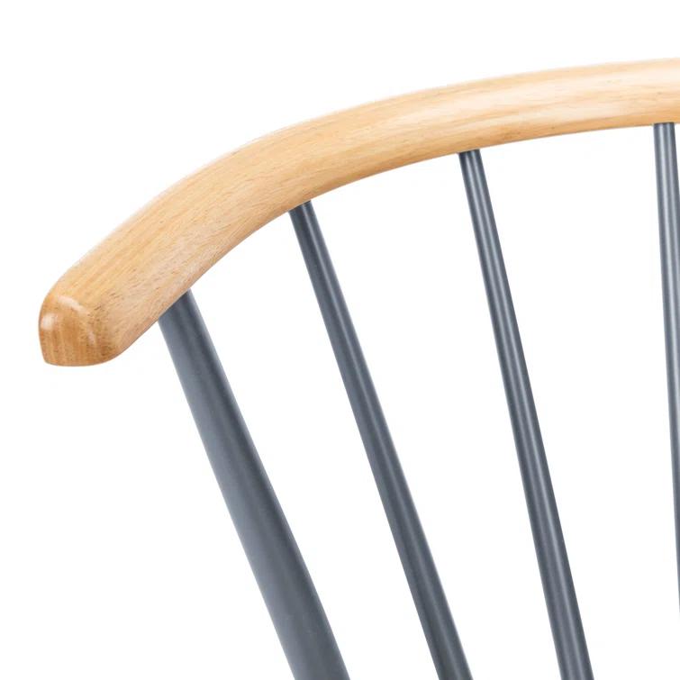 SAFAVIEH Blanchard Mid-Century Curved Spindle Side Chair, Natural/Grey
