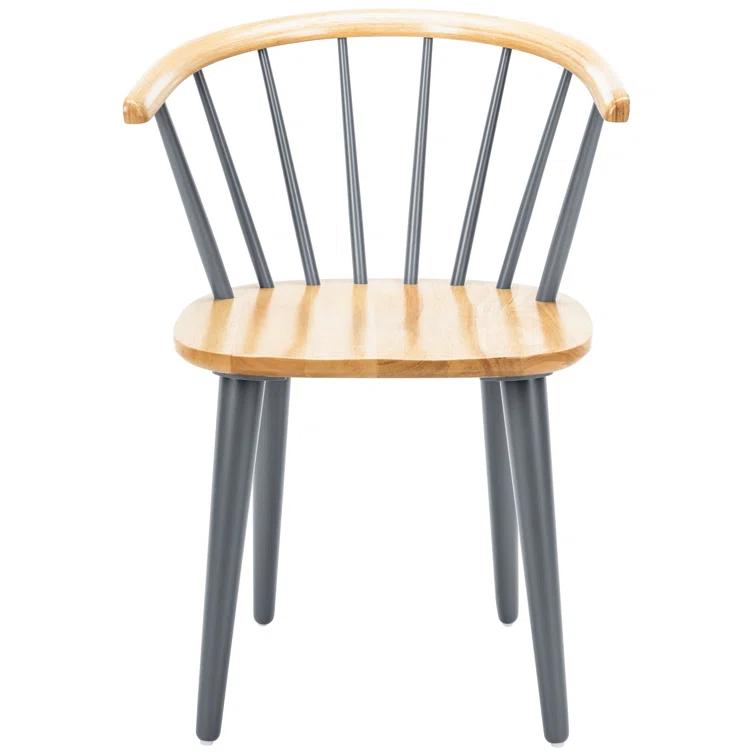 SAFAVIEH Blanchard Mid-Century Curved Spindle Side Chair, Natural/Grey
