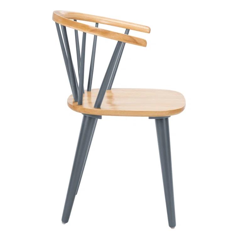 SAFAVIEH Blanchard Mid-Century Curved Spindle Side Chair, Natural/Grey