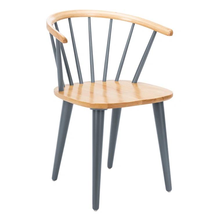 SAFAVIEH Blanchard Mid-Century Curved Spindle Side Chair, Natural/Grey