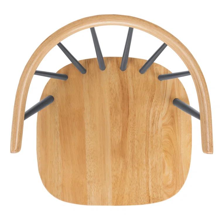 SAFAVIEH Blanchard Mid-Century Curved Spindle Side Chair, Natural/Grey