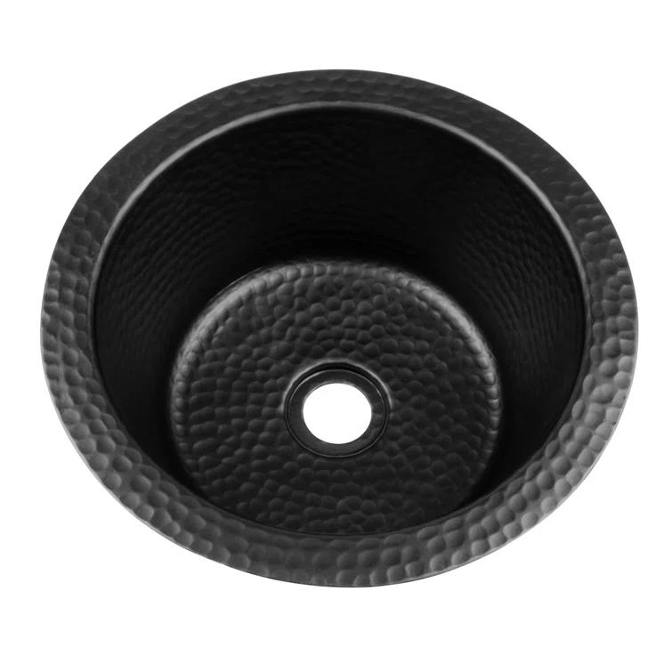 Monarch Abode 19196 Aluminum Hand Hammered Essex Dual Mount Single Bowl Bar Prep Sink 12", Black