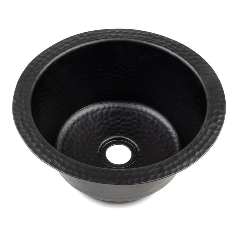 Monarch Abode 19196 Aluminum Hand Hammered Essex Dual Mount Single Bowl Bar Prep Sink 12", Black
