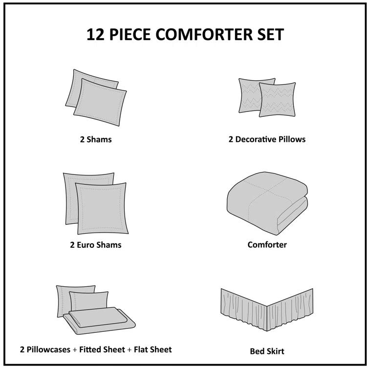 12 Piece Comforter Set with Cotton Bed Sheets