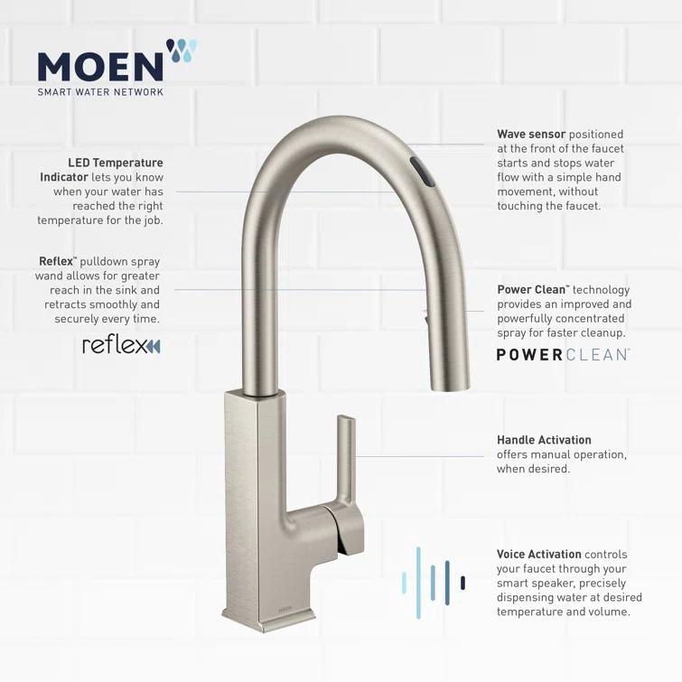 Moen STo Smart Touchless Single Handle Kitchen Faucet with Wave and Accessories S72308EVSRS